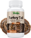 Parker Naturals Turkey Tail Mushroom Capsules - Supplément de champignons biologiques pour le système immunitaire de soutien de la santé - 1000 mg Suppléments de champignons Premium - 120 Capsules