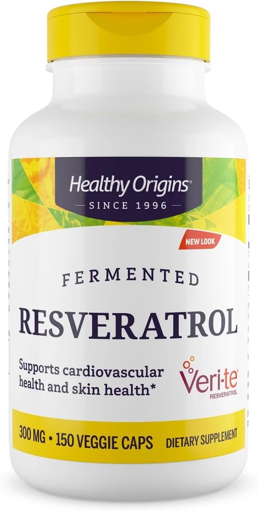 Origines de la chaleur Resvératrol fermenté (non-OGM, 98% Trans-Resvératrol, source européenne) 300 mg, 150 capsules de Veggie