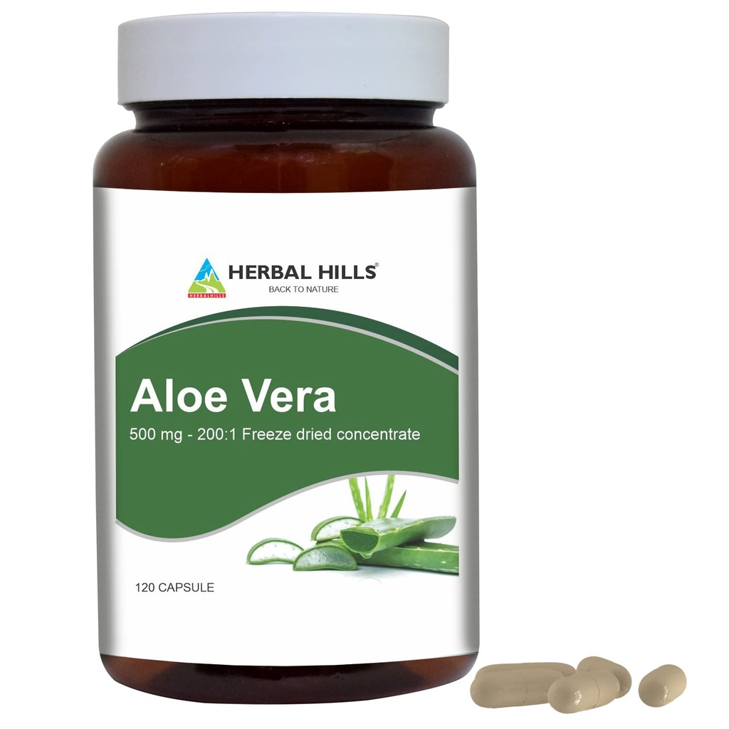 HERBAL HILLS Aloe Vera Capsules (Aloe barbadensis)