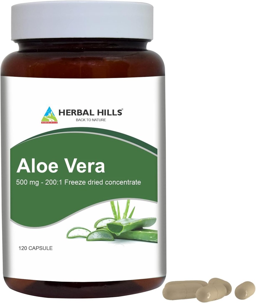 HERBAL HILLS Aloe Vera Capsules (Aloe barbadensis)