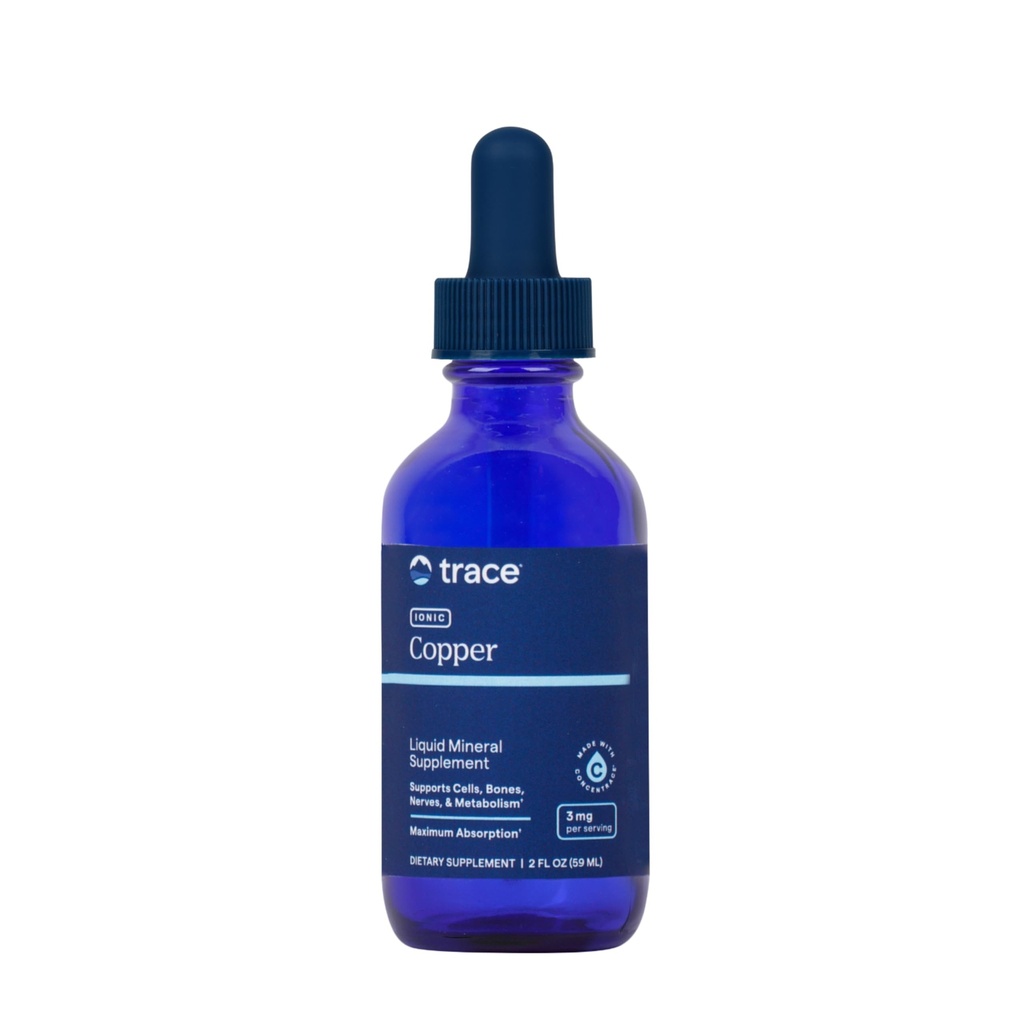 Trace Minerals Ionic Copper - Supplément en cuivre liquide pour la santé du sang - Soutient la santé des tissus conjonctifs, du métabolisme et des nerfs - 2 fl oz (48 portions)