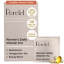 Perelel Femmes Trio quotidien de vitamine, multivitamine, Omega 3 Dha + EPA, & Suppléments de mélange de beauté pour le soutien des nutriments et le bien-être général, le soja, la laiterie et sans gluten formule non OGM, 30 Pill Packs quotidiens