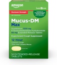Amazon Basic Care Maximum Strength Mucus DM, Expectorant and Cough Suppressant, 14 Tablets