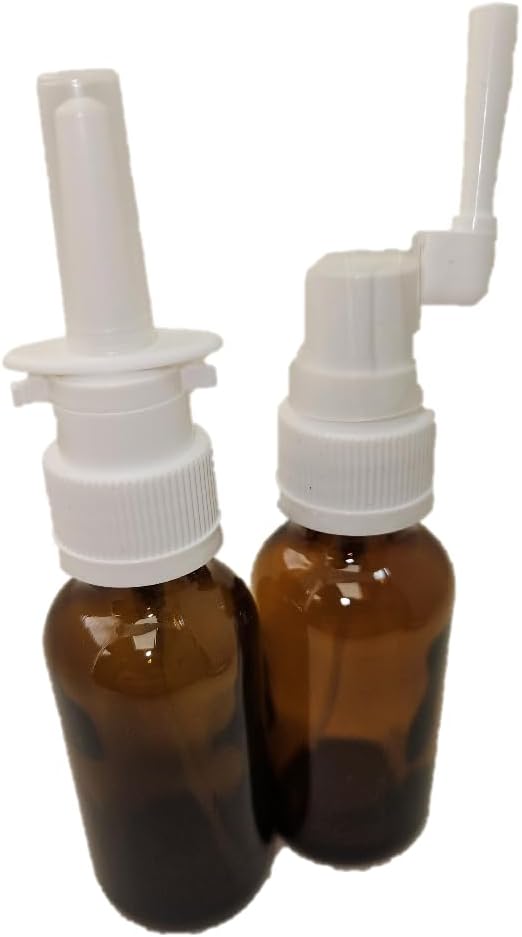 Amber verre vide Nasal et pulvérisateur oral pour des applications colloïdales argent et saline, vide 30ml (1oz) 2-Pack