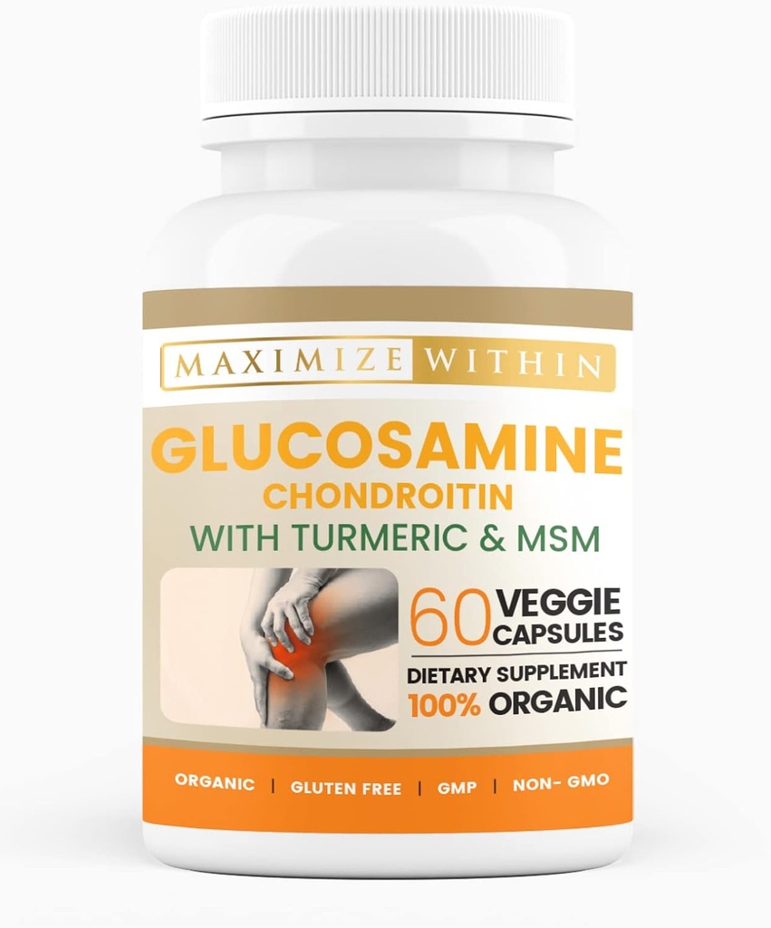 Glucosamine Chondritine avec Turmeric & MSM – Support Mobilité & Flexibilité – 60 Capsules Veggie