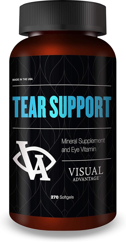Support des yeux Vitamines pour les yeux secs - Approvisionnement de 3 mois, 270 Softgels - Supporte l'humidité des yeux et la lubrification, Oméga-3, sans gluten, non-OGM