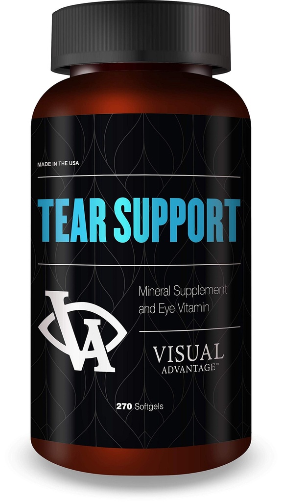 Visual Advantage Tear Support Eye Vitamins for Dry Eyes - 3-Month Supply, 270 Softgels - Supports Eye Moisture & Lubrication, Omega-3, Gluten-Free, Non-GMO