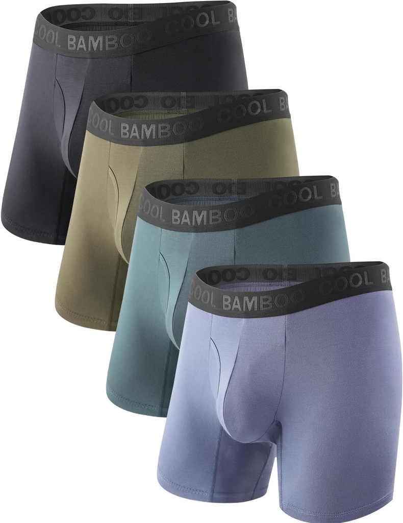 Sous-vêtements de sous-vêtements pour hommes BAMBOO COOL, Jambe Regular, Broathable Soft Moisture-Wicking avec sous-vêtements pour hommes 4 Pack