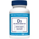 The Vitamin Shoppe Vitamin D3 5000IU - Bone Immune & Cellular Health | Cholecalciferol Softgels | 120 Tablets | Gluten-Free