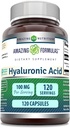Formules étonnantes Acide hyaluronique Supplément 100 Mg de gélules sans OGM Fabriqué aux États-Unis (1 Pack de 120 Nombre)