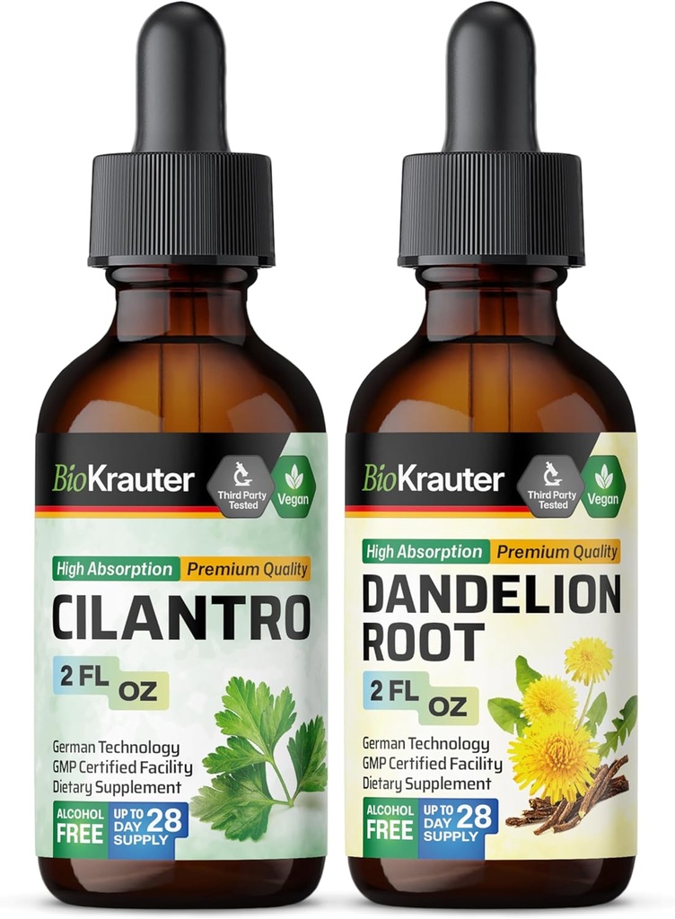 BIO KRAUTER Teinture Cilantro 2 Fl. Oz. & Dandelion Teinture 2 Fl. Oz.