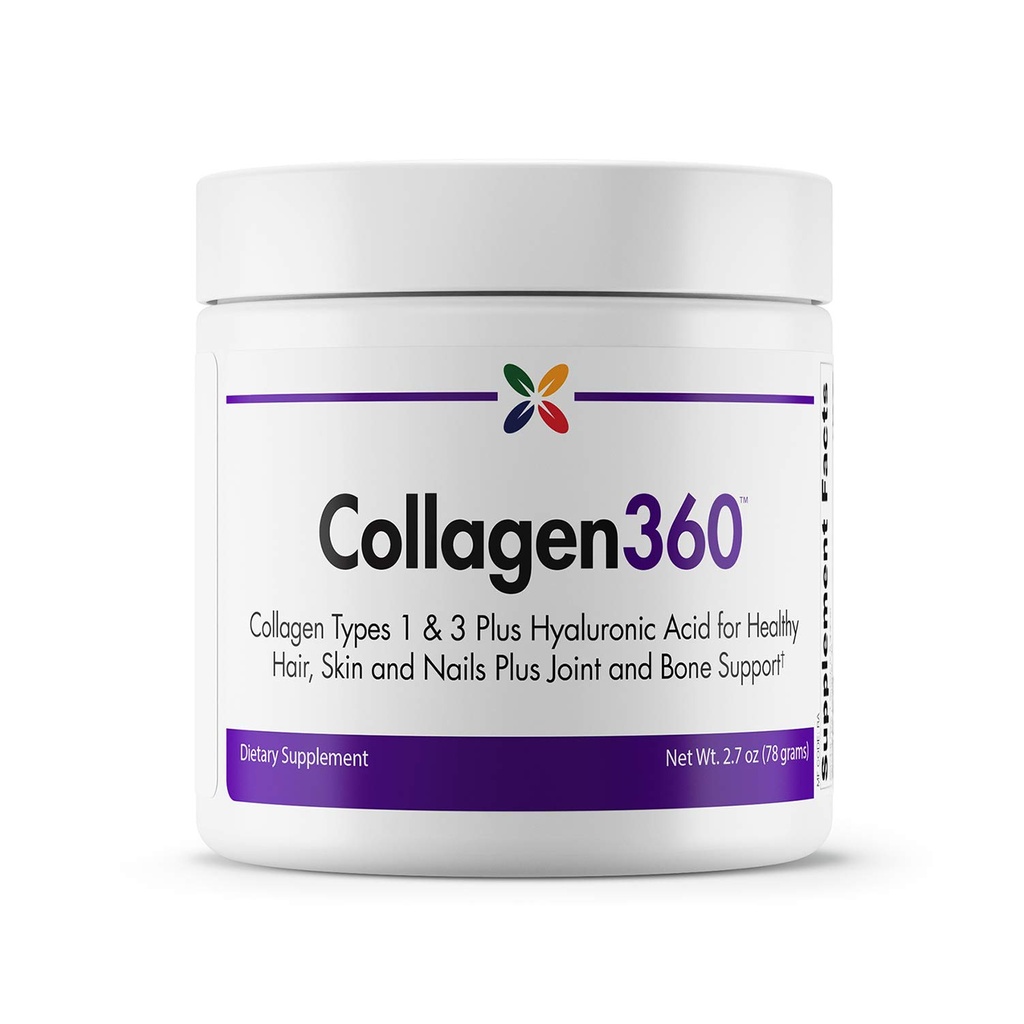 Arrêter de vieillir maintenant - Collagen360 avec l'acide hyaluronique - Collagen Peptides Poudre pour soutenir les cheveux, les ongles et la peau sains - aide à réduire l'apparence des lignes fines et des rides - Poudre 2.7 Onces