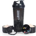 Bouteille de Shaker VECH pour les mélanges de protéines Workout Shaker fuite preuve bouteille d'eau non glissade 3 couches Twist Off 3 OZ avec bac à pilules pour le stockage bouteille de poudre de protéines 16 OZ Shake Cup (Noir)