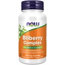 MAINTENANT Aliments suppléments, Bilberry (Vaccinium myrtillus)Complexe 80 mg avec Beta-Carotène et Riboflavine, 100 gélules