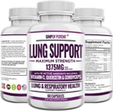 Lung Support Supplement for Lung Cleanse & Detox, Comprehensive Formula - Quercetin with Bromelain Nettle Vitamin C K2 & 500 mg Cordyceps for Lung Health, Respiratory & Bronchial Support, 60 Capsules