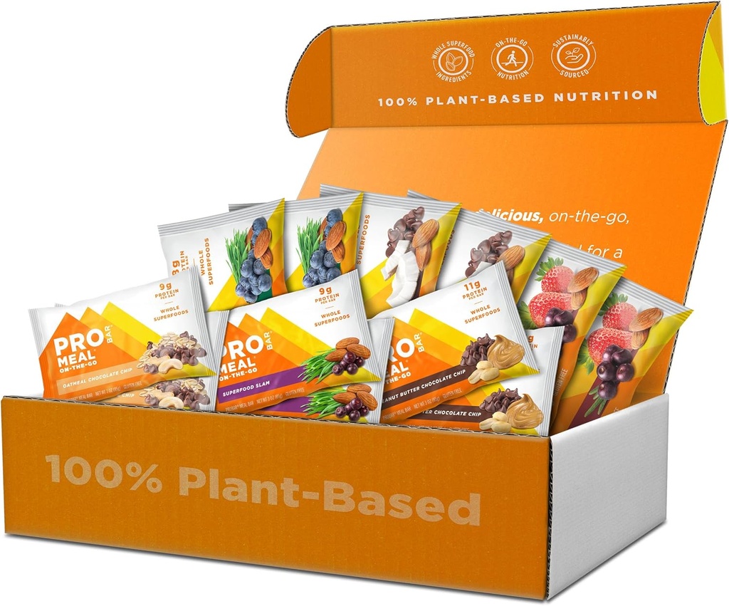 PROBAR – Trousse de variétés (6 saveurs), énergie naturelle, sans OGM, sans gluten, à base végétale, ingrédients alimentaires entiers (12 chiffres)