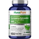 NusaPure Gymnema Sylvestre 50:1 Extrait, 250 mg Équivalent à 12 500mg par bouchon végétalien - 150 Nombre (non-OGM, végétalien, biopérine)