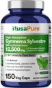 NusaPure Gymnema Sylvestre 50:1 Extrait, 250 mg Équivalent à 12 500mg par bouchon végétalien - 150 Nombre (non-OGM, végétalien, biopérine)