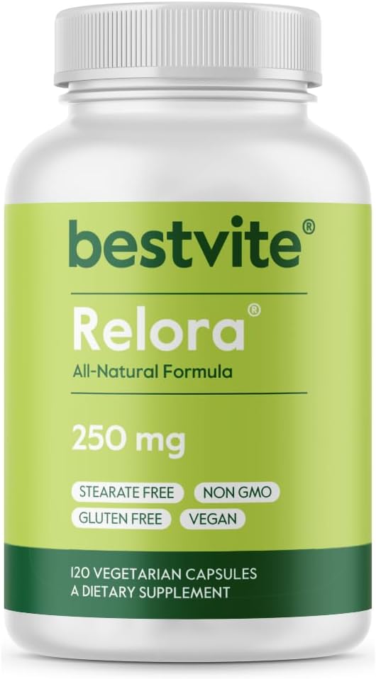 BESTVITE Filler-Free Relora 250mg (120 Capsules Végétariennes) – Recherche clinique – Pas de stéarates – Vegan – Pas de remplissage – Supporte la gestion du stress occasionnel*