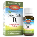 Carlson - Super Daily D3 2000 UI (50 μg) par goutte, Vitamine D végétale, Vitamine D liquide D3, provenant d'algues, non aromatisées, 90 gouttes (2,54 mL)