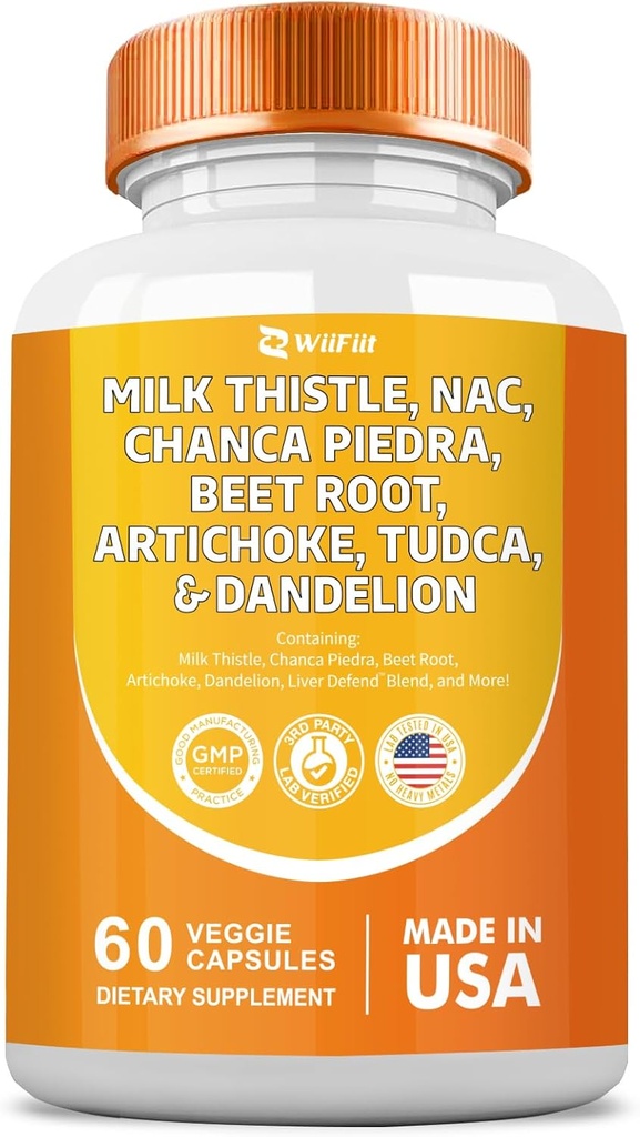 Thistle de lait 3000mg NAC Chanca Piedra 2000mg Racine de betterave 2000mg Artichaut 2000mg Tudca Racine de dandelion 1000mg avec Zinc Yarrow Turmeric Repair Supplement Plus Chicory, Suppléments minéraux 60 Compte