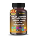 Ceylan Cinnamon pomme vinaigre de cidre Gingembre curcuma racine Berberine Gymnema sylvestre Lait Thistle réglisse -150 Capsules- Fabriqué aux États-Unis