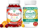 Lunakai USA Made Vitamin B12 & D3 Gummies Bundle for Adults 50+, Supports Energy, Mood & Immune Health, Non-GMO, Gluten-Free, Delicious Orange & Pineapple Flavors