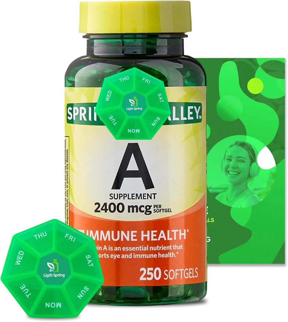 Supplément de vitamine A 2400 mcg, 250 softgels avec un ensemble de vitamines et minéraux exclusifs - A à Z - Meilleur guide de ligth et de printemps