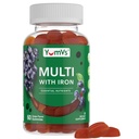 Gommies de fer YUM-V - Supplément de fer multivitamine avec vitamine C, A, B & Zinc, soutient l'oxygène du sang, suppléments végétaliens pour les femmes, les hommes et les enfants pour la croissance et le développement - Flaveur de raisin