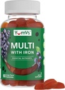 YUM-V'S Iron Gummies - Multivitamin Iron Supplement with Vitamin C, A, B & Zinc, Supports Blood Oxygen, Vegan Supplements for Women, Men & Kids for Growth and Development - Grape Flavor | 60 Count