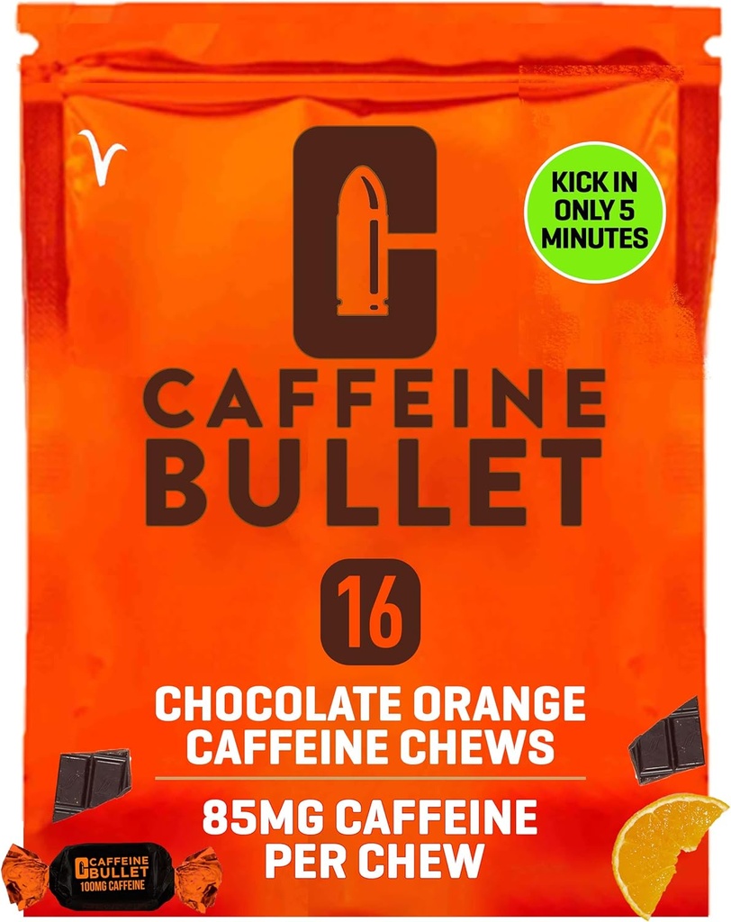 Caffeine Bullet Energy Chews - Chocolat Orange. 16 * 85mg - Plus rapide Kick Than Pills, Gels & Gum. Sport Science pour la course, le cyclisme, le jeu. Un boost d'endurance préentraînement.