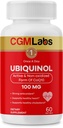 Ubiquinol 100MG Actif et non oxydé(réduit) Forme de CoQ10 - Supplément alimentaire fort antioxydant, soutient la santé, cholestérol sain - 60 Softgels par CGM Labs