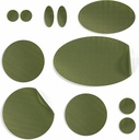 AZengear Patchs de réparation pour Vestes, Tente, orteil de chaussure, Matelas d'air, Gonflables, Équipement en PVC - Imperméable, Autocollant, Résistant à la chaleur à la circonférence, Revêtement de tampon (11 Pcs, Olive)