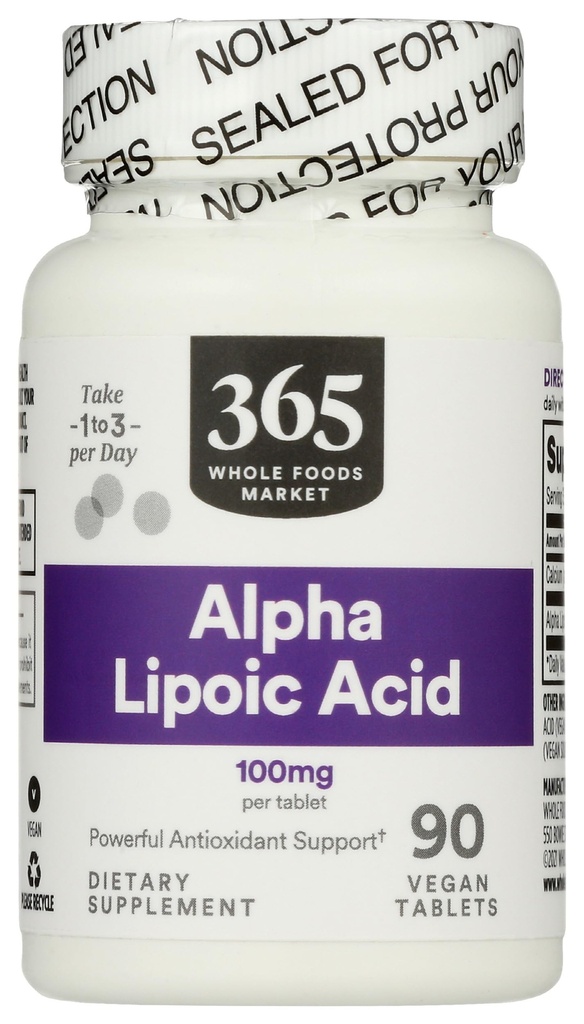 365 par marché des aliments entiers, acide alpha lipoïque 100mg, 90 Nombre