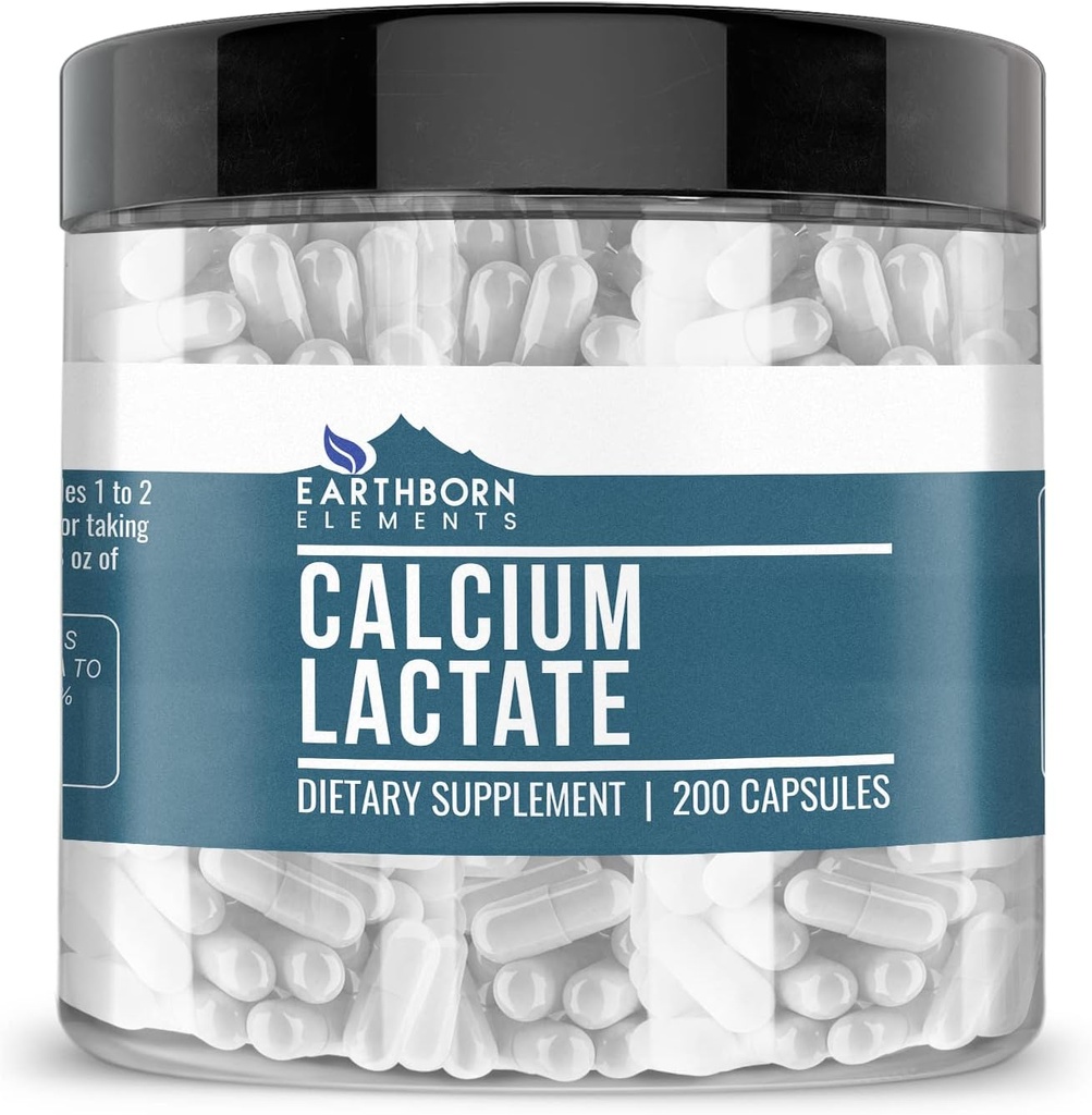 Éléments terriens Lactate de calcium (200 gélules) Supplément de calcium