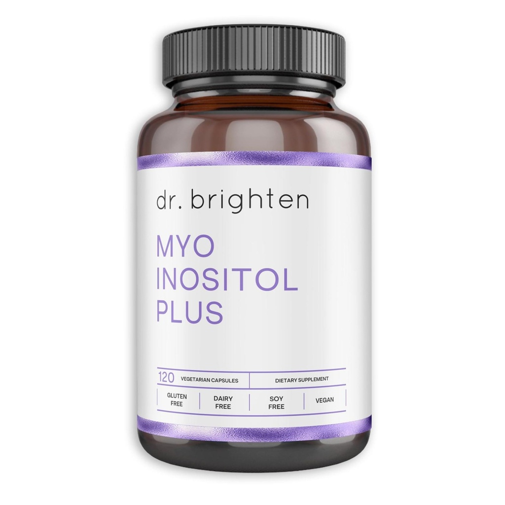 Dr. Brighten Myoinositol Plus - Rapport établi par le médecin du Myo- et du D-Chiro-Inositol pour soutenir les symptômes du PCOS, l'équilibre hormonal, la fonction ovarienne saine et les cycles menstruels réguliers