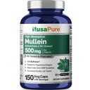 NusaPure Mullein Leaf Capsules 10:1 Extrait, 500 mg équivalent à 5 000 mg par Veggie Caps - 150 Compte - Verbascum Thapsus (non-OGM, végétalien) Supplément alimentaire