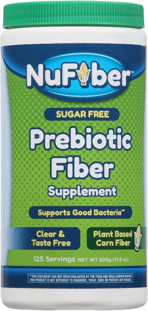Fiber Supplement, Daily Prebiotic Fiber, 125 Servings, Clear, Grit & Taste Free, No Gluten & Sugar, Plant Based Corn Powder to Support Digestive & Gut Health