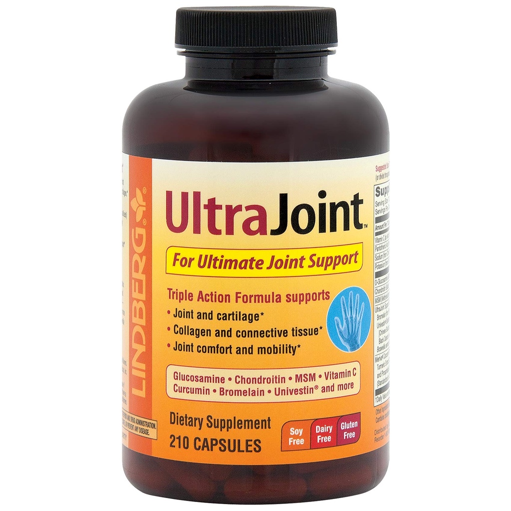 Supplément de soutien mixte Lindberg pour les hommes et les femmes 210 Capsules avec Turmeric, MSM, Glucosamine, Chondroïtine, Boswellia Extrant