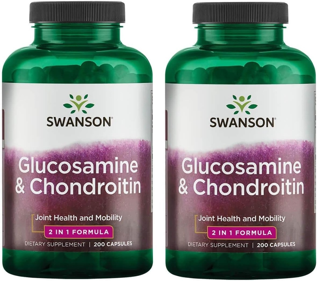 Swanson Glucosamine & Chondroitin Combo 500/250 Milligrams 200 Capsules (2 Pack)