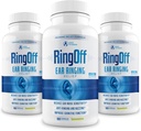 Ring Off (180 bouchons) – Acouphène Relief pour les oreilles qui sonnent, Acouphène clair Relief pour les oreilles qui se taisent & Restaurer la paix intérieure, Ginkgo Biloba, Zinc Picolinate & More – Soutien efficace de la santé auditive