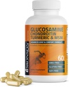 Bronson Glucosamine Chondritine Turmeric & MSM Formule avancée de joint & cartilage, soutient des articulations saines, mobilité & cartilage - Non-OGM, 60 capsules