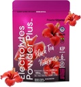 PoudreVitamine Electrolytes Poudre Plus (100 portions) Thé noir Hibiscus Electrolyte Poudre Keto, Sans sucre, Sel rose d'Himalaya,1000mg Potassium,120mg Calcium,120mg Magnésium, Poudre d'hydratation