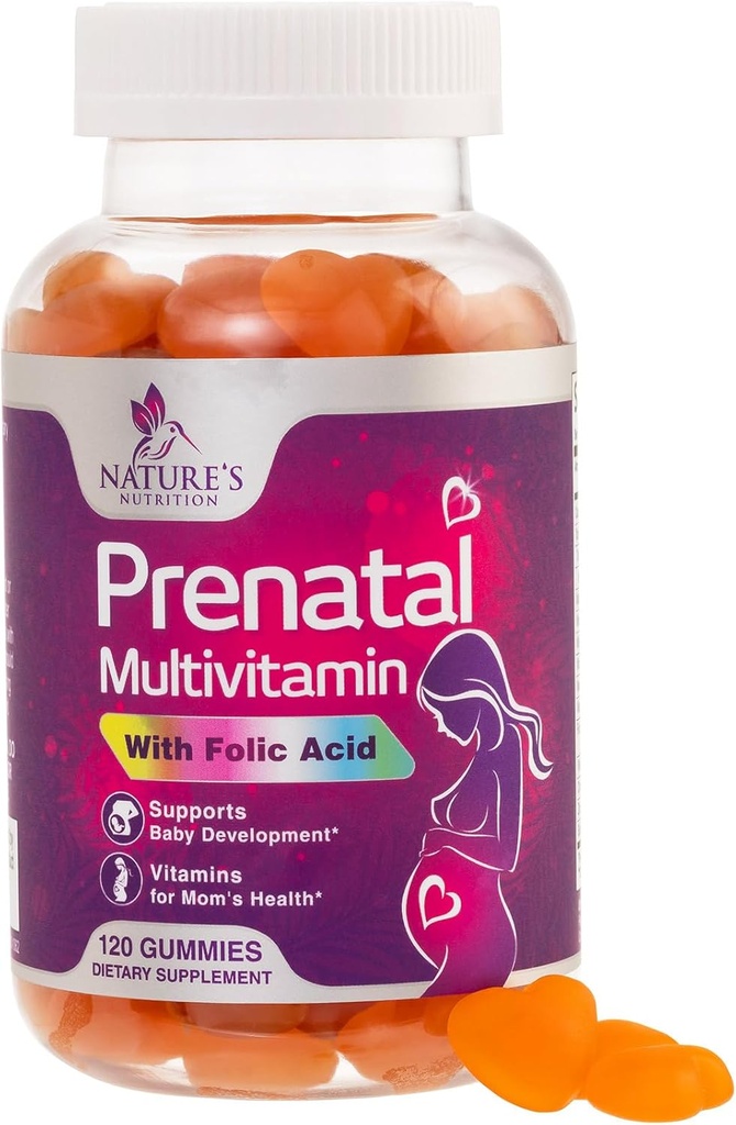 Prenatal Vitamins for Women 1335mcg - Pregnancy Vitamins Gummies with Folic Acid, Vitamin A, C, D3, B12, B6 - Prenatal Multivitamin Gummy for for Fetal Support, Pregnant & Nursing Women - 120 Gummies
