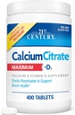 21st Century Vitamins Calcium Citrate Plus D3 Maximum Tablets, 400 Count
