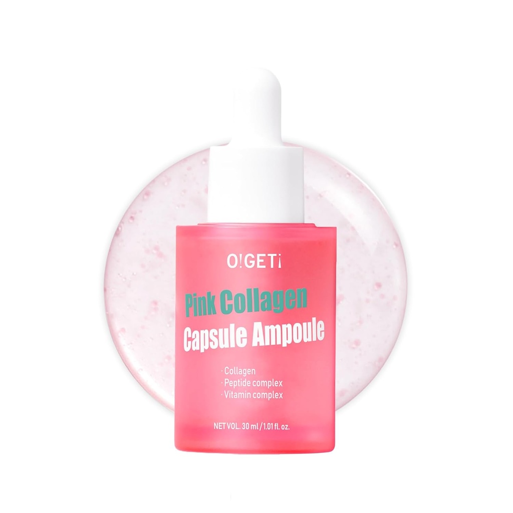 Ampoule de collagène rose, Capsules triples sériques pour la fermeté avec 300DA de collagène moléculaire ultra-faible, hypoallergénique, 1,0 fl.oz