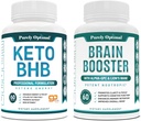 Purely Optimal Keto BHB Exogenous Ketones Supplement + Premium Brain Supplement - Nootropic Brain Booster for Focus, Clarity, Improved Memory, Concentration & Better Mood
