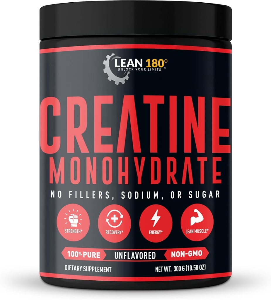 Lean 180:00 Meilleur supplément monohydraté de créatine 100% poudre pure.
