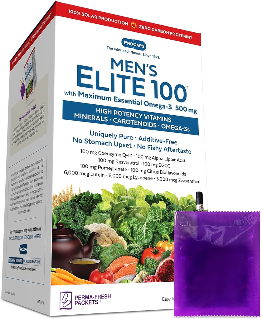 ANDREW MOINSMAN Multivitamin-Men's Elite-100 avec maximum essentiel Omega-3 500 mg 30 Packets - 40+ Nutriments de putent, vitamines essentielles, minéraux, phytonutriments et caroténoïdes. Aucun additif