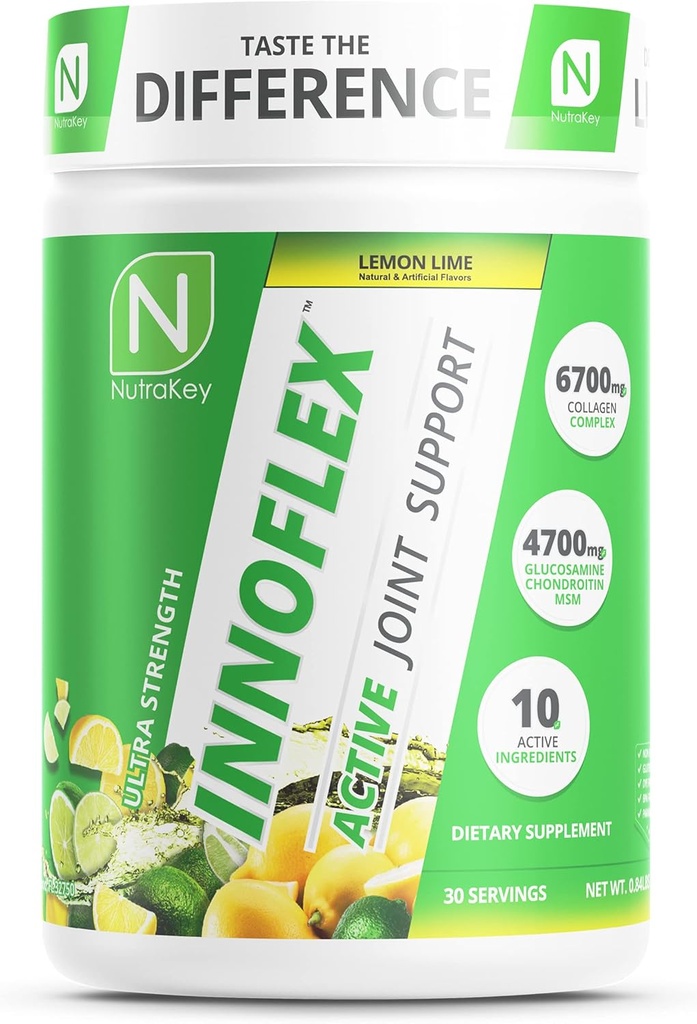 NutraKey Innoflex Glucosamine avec Chondroïtine, Msm, acide hyaluronique et collagène, 1500mg